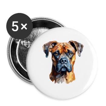 Hunde Porträt Boxer im Polygon Stil - Buttons klein 25 mm (5er Pack) - Weiß - Vorne