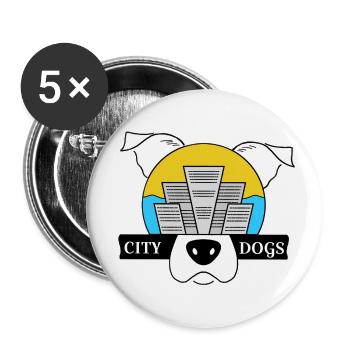 City Dogs - Buttons klein 25 mm (5er Pack) - Weiß - Vorne