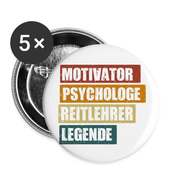 Lustiger Reitlehrer Spruch zum Geburtstag - Buttons klein 25 mm (5er Pack) - Weiß - Vorne