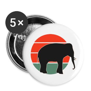 Vintage-Elefanten-Sonnenuntergangsdesign - Buttons klein 25 mm (5er Pack) - Weiß - Vorne