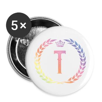 T Buchstabe Kranz - Buttons klein 25 mm (5er Pack) - Weiß - Vorne