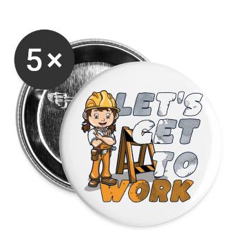 Excavator Construction Site Construction Worker Girl I Gift - Buttons small 1''/25 mm (5-pack) - white - Front