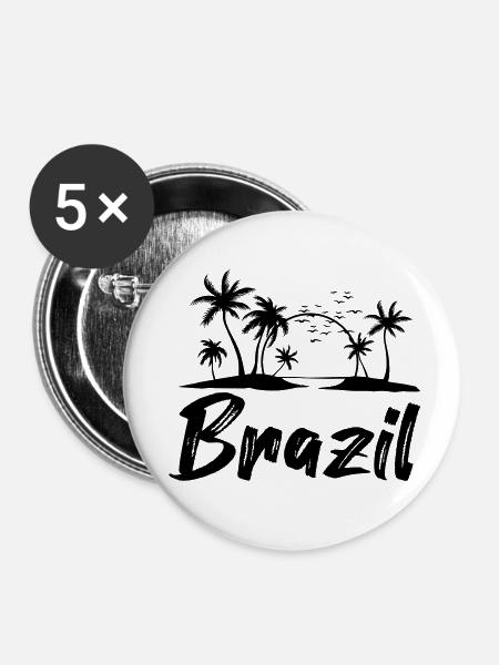 brazil - Buttons klein 25 mm (5er Pack) - Weiß