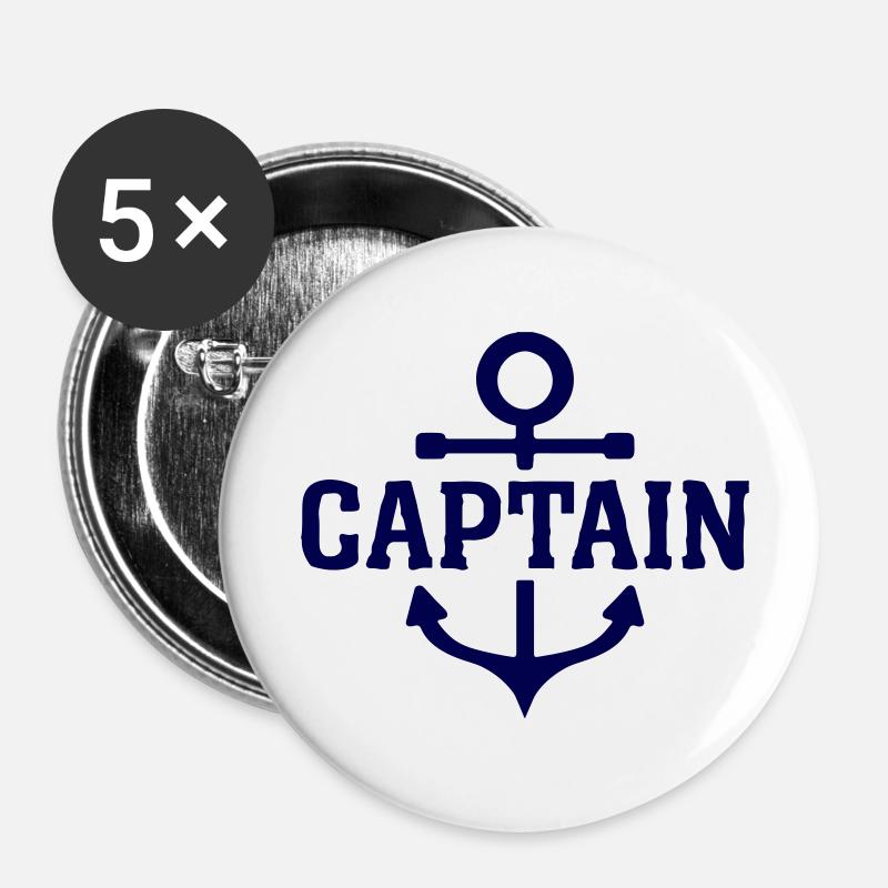 Captain - Buttons klein 25 mm (5er Pack) - Weiß
