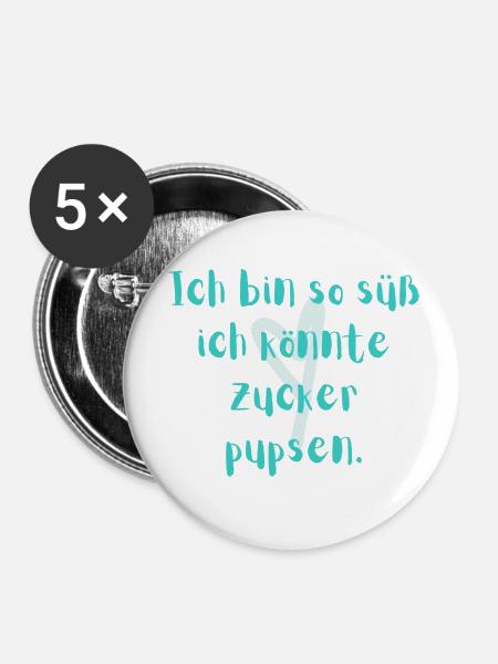 zuckerpupsen - Buttons klein 25 mm (5er Pack) - Weiß
