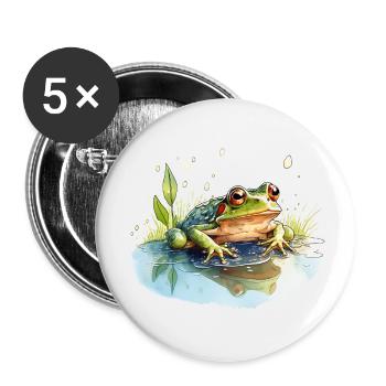 Les grenouilles vertes font un concert bruyant - Lot de 5 petits badges (25 mm) - blanc - Devant