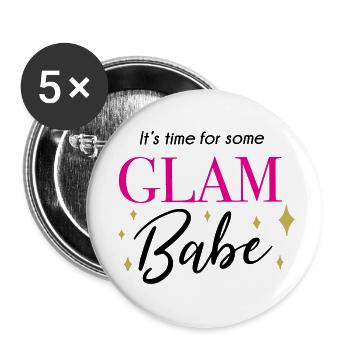 Il est temps pour un peu de glam babe - Makeup Spruch - Lot de 5 petits badges (25 mm) - blanc - Devant
