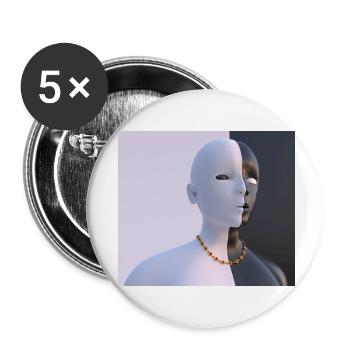 Zwei Gesichter - Buttons klein 25 mm (5er Pack) - Weiß - Vorne