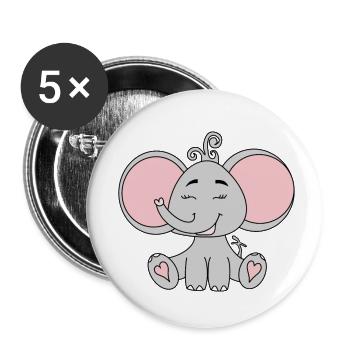 Éléphant - Lot de 5 petits badges (25 mm) - blanc - Devant