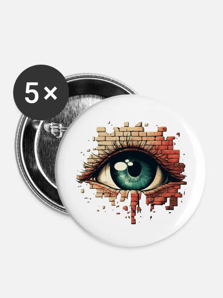 Augenwand - Buttons klein 25 mm (5er Pack) - Weiß