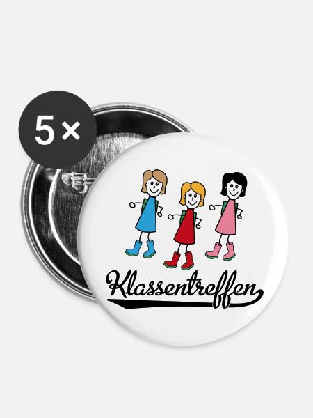 Lustiges Klassentreffen - Buttons klein 25 mm (5er Pack) - Weiß