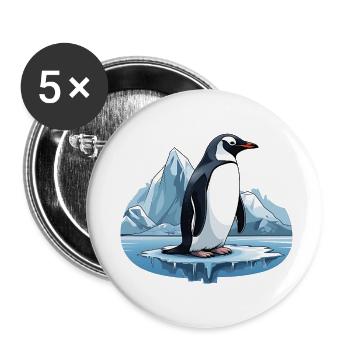 Les pingouins, les habitants de l’Antarctique - Lot de 5 petits badges (25 mm) - blanc - Devant