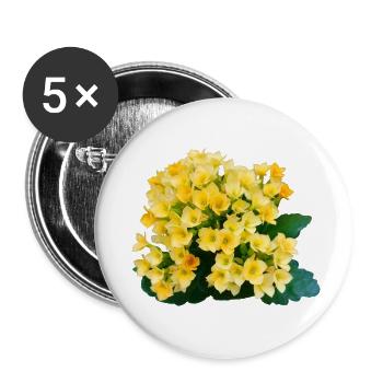 Fleurs printanières jaune doré - Lot de 5 petits badges (25 mm) - blanc - Devant