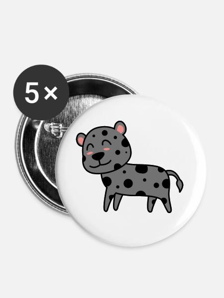 Leopard Comic Tier - Buttons klein 25 mm (5er Pack) - Weiß