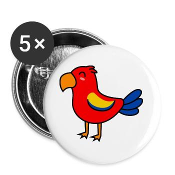 Papagai Comic Tier - Buttons klein 25 mm (5er Pack) - Weiß - Vorne