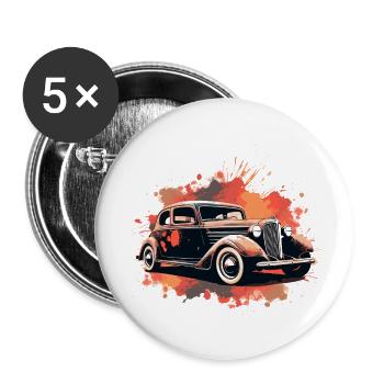 Voiture de collection - Lot de 5 petits badges (25 mm) - blanc - Devant
