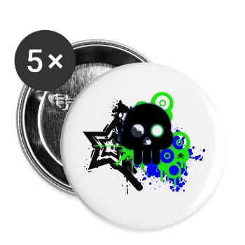 Neon Schädel Spritzer - Buttons klein 25 mm (5er Pack) - Weiß - Vorne