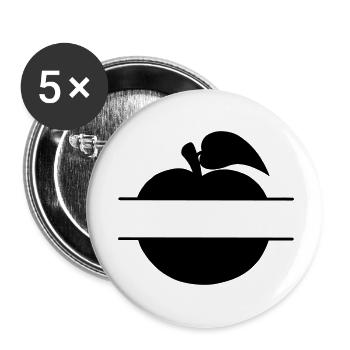 Découpage de texte dans la pomme - Lot de 5 petits badges (25 mm) - blanc - Devant
