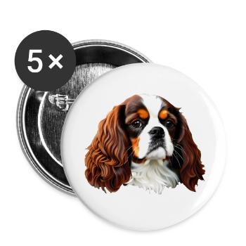 Cavalier King Charles Spaniel - Buttons small 1''/25 mm (5-pack) - white - Front