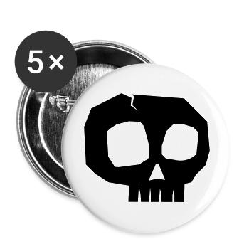 Totenkopf - Buttons klein 25 mm (5er Pack) - Weiß - Vorne