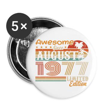 1977 August Geschenkidee August 1977 - Buttons klein 25 mm (5er Pack) - Weiß - Vorne