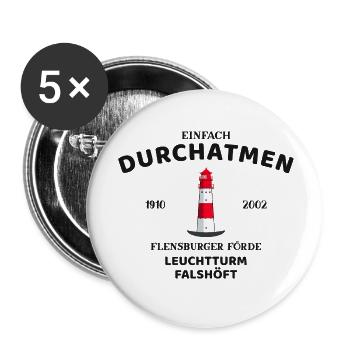 Flensburger Förde, Leuchtturm Falshöft, Durchatmen - Buttons klein 25 mm (5er Pack) - Weiß - Vorne