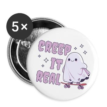 Cute ghost on a skateboard | Creep it Real - Buttons small 1''/25 mm (5-pack) - white - Front