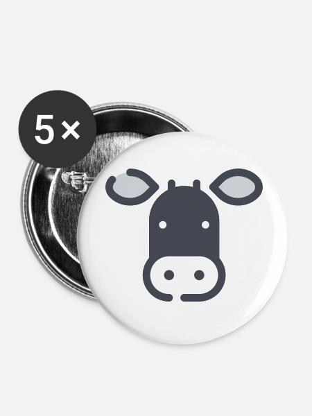 Kuh - Buttons klein 25 mm (5er Pack) - Weiß