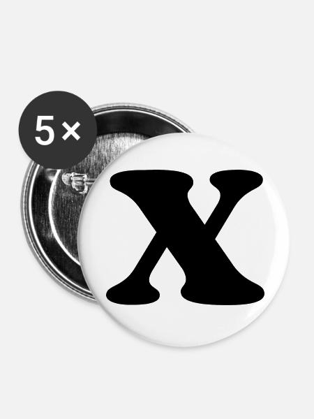 Buchstabe x - Buttons klein 25 mm (5er Pack) - Weiß