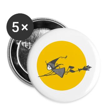 Petite sorcière volante - Lot de 5 petits badges (25 mm) - blanc - Devant