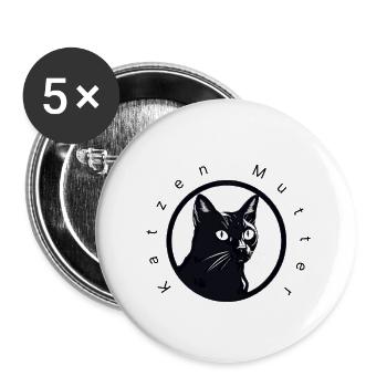 katzen mutti - Buttons klein 25 mm (5er Pack) - Weiß - Vorne