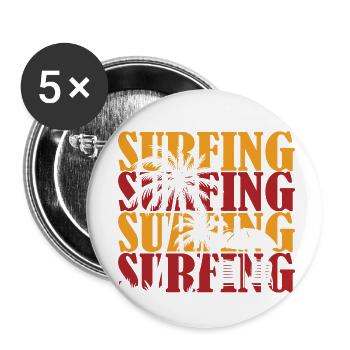 Surfing Surfboard Surfer Wassersport - Buttons klein 25 mm (5er Pack) - Weiß - Vorne