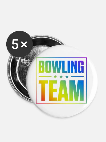 Bowling Team - Buttons klein 25 mm (5er Pack) - Weiß