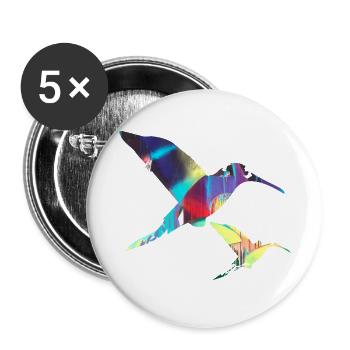 Colibri, Oiseau, Aquarelle, Peinture, Oiseaux, Graffiti - Lot de 5 petits badges (25 mm) - blanc - Devant