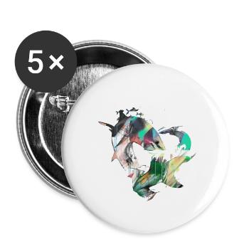 School of fish,fish,painting,graffiti,sharks - Buttons small 1''/25 mm (5-pack) - white - Front