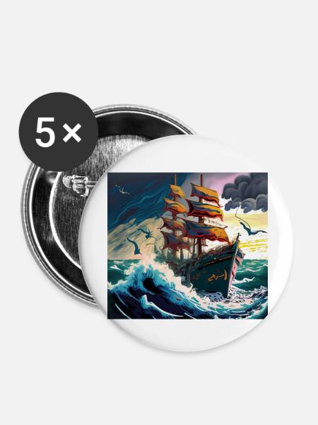 Tempestuous Voyage - Buttons klein 25 mm (5er Pack) - Weiß