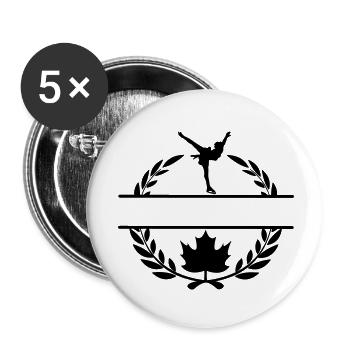 Couronne de laurier de patinage artistique à la feuille d’érable du Canada - Lot de 5 petits badges (25 mm) - blanc - Devant