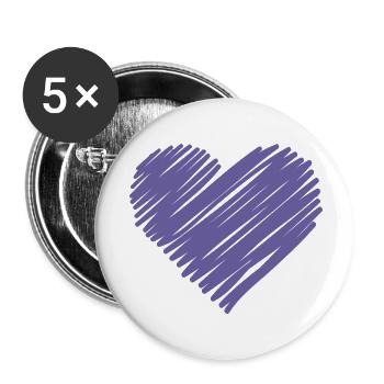Cœur Pourpre à Croquis - Lot de 5 petits badges (25 mm) - blanc - Devant