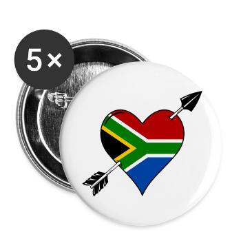 South Africa flag heart in love - Buttons small 1''/25 mm (5-pack) - white - Front