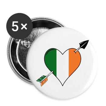 Ireland flag heart in love - Buttons small 1''/25 mm (5-pack) - white - Front