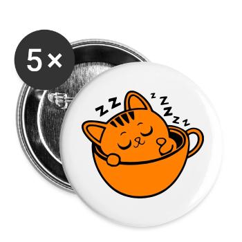 chat kawaii cofee - Lot de 5 petits badges (25 mm) - blanc - Devant