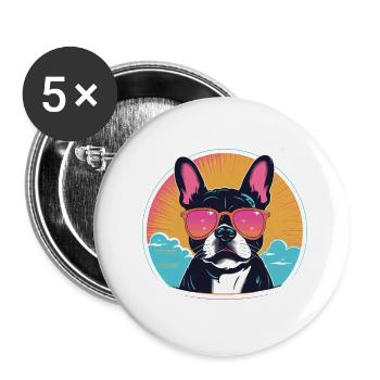 French Bulldog - Buttons small 1''/25 mm (5-pack) - white - Front