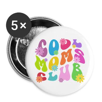 Club des mamans cool - Lot de 5 petits badges (25 mm) - blanc - Devant