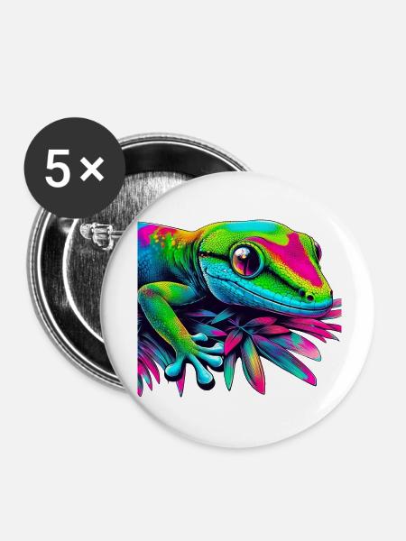 Gecko - Buttons klein 25 mm (5er Pack) - Weiß