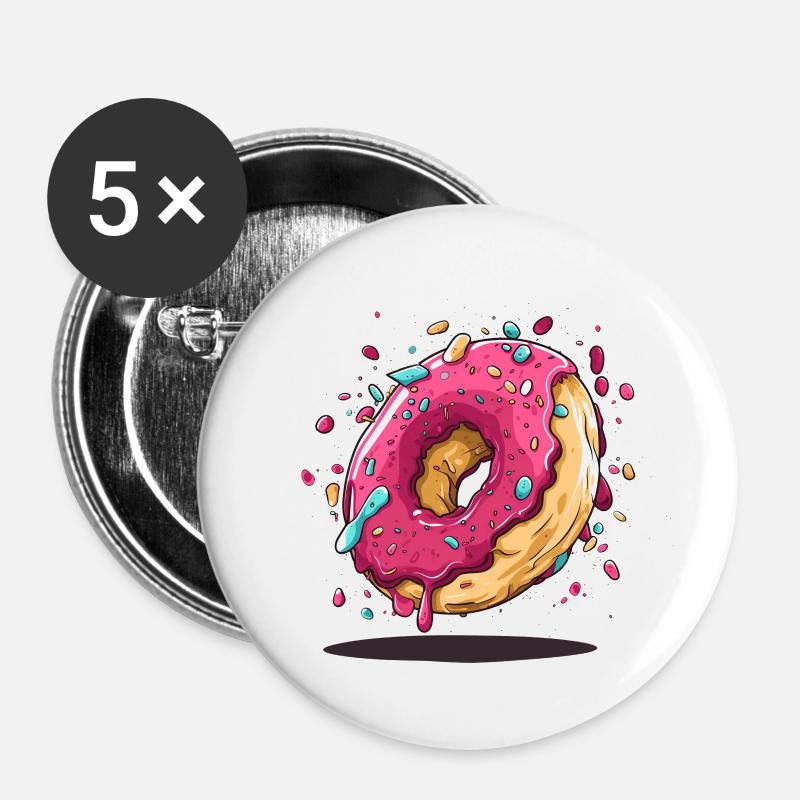 Donut Design - Buttons small 1''/25 mm (5-pack) - white