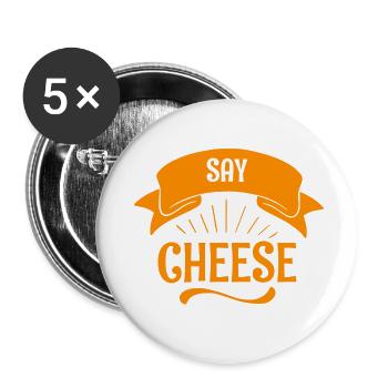Say Cheese Orange Banner - Buttons klein 25 mm (5er Pack) - Weiß - Vorne