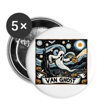 Van Ghost Art Teacher Halloween - Buttons small 1''/25 mm (5-pack) - white - Front