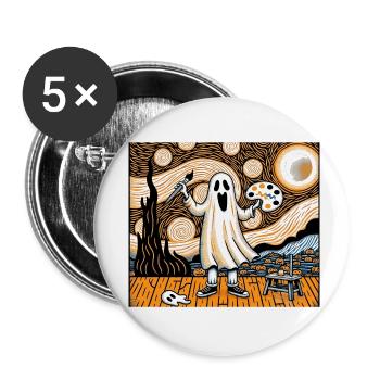 Van Ghost Art Teacher Halloween - Buttons small 1''/25 mm (5-pack) - white - Front