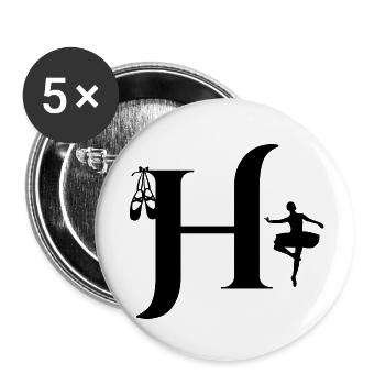 Buchstabe h Ballerina - Buttons klein 25 mm (5er Pack) - Weiß - Vorne