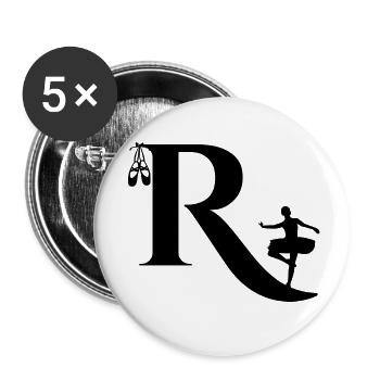 Lettre r ballerine - Lot de 5 petits badges (25 mm) - blanc - Devant